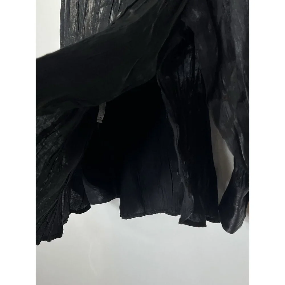 Forever 21‎ Long Sleeve Button Black Crinkle Slit Sides Women’s Size Large NWT - Picture 7 of 16